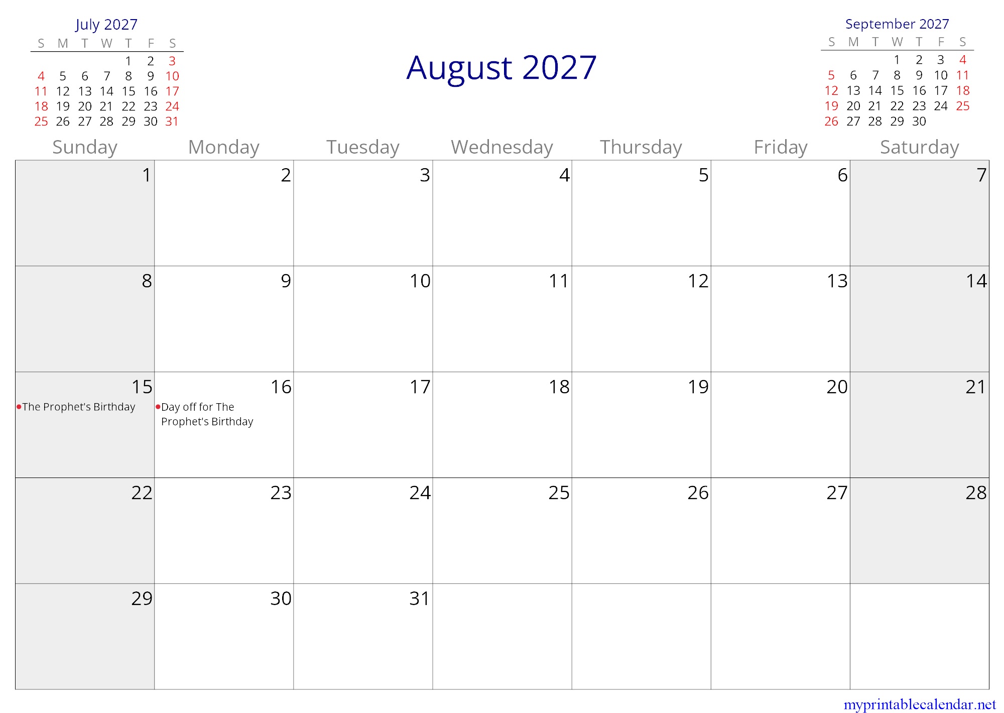 August 2027 monthly calendar, Fiji, English jpg