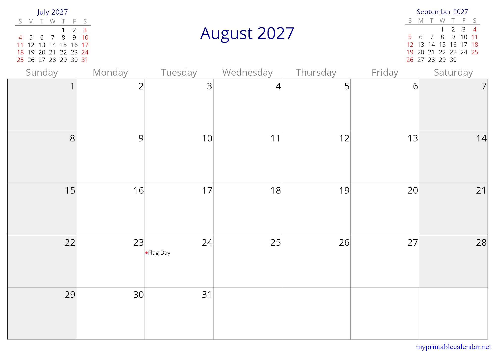 August 2027 monthly calendar, Liberia, English (US, CA) jpg