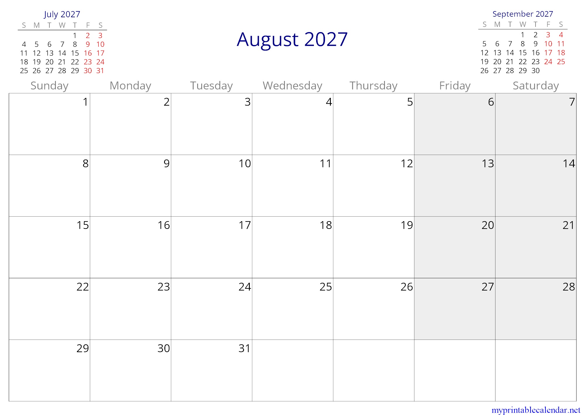 August 2027 monthly calendar, Qatar, in English jpg