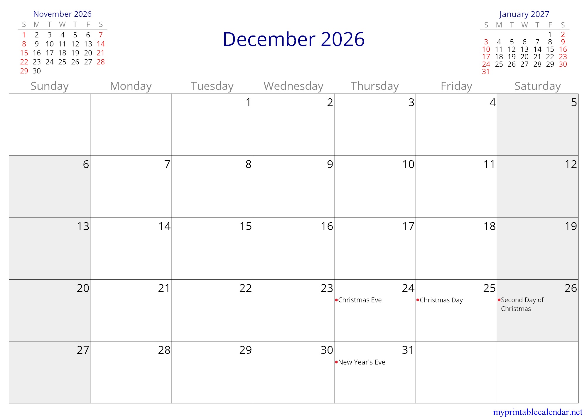 December 2026 monthly calendar, Latvia, in English jpg