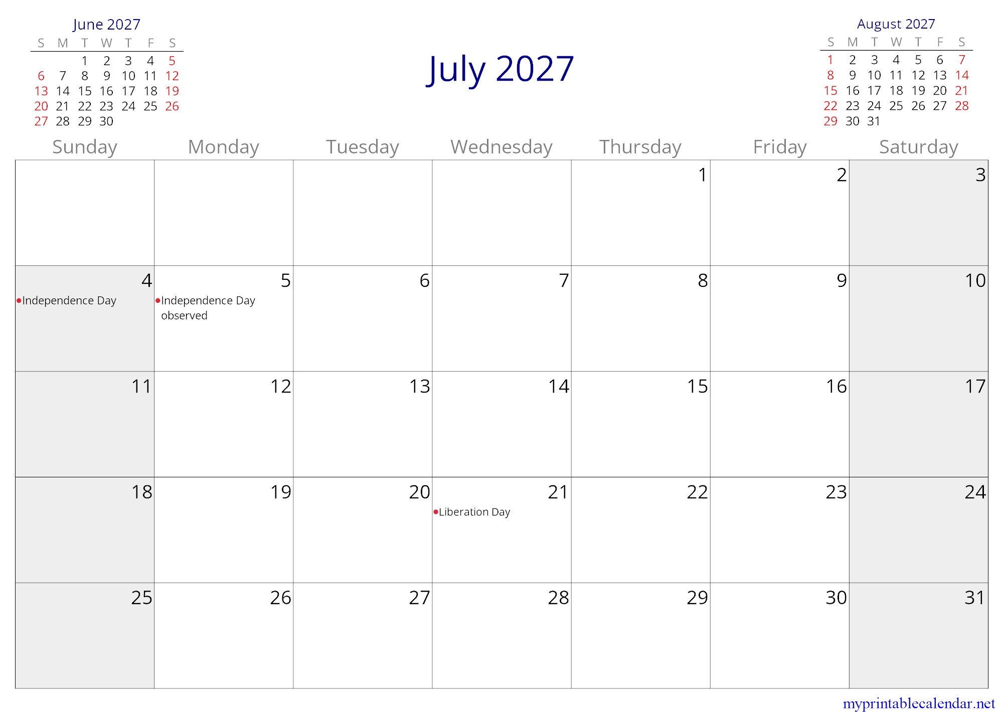 July 2027 monthly calendar, Guam, English (US, CA) jpg