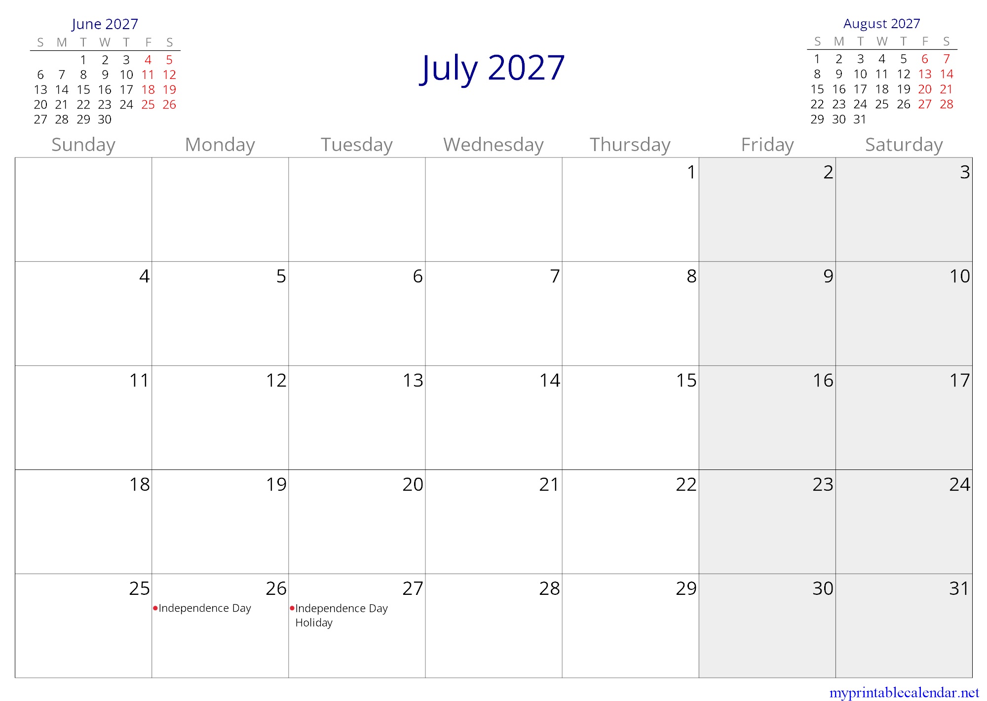 July 2027 monthly calendar, Maldives, English jpg