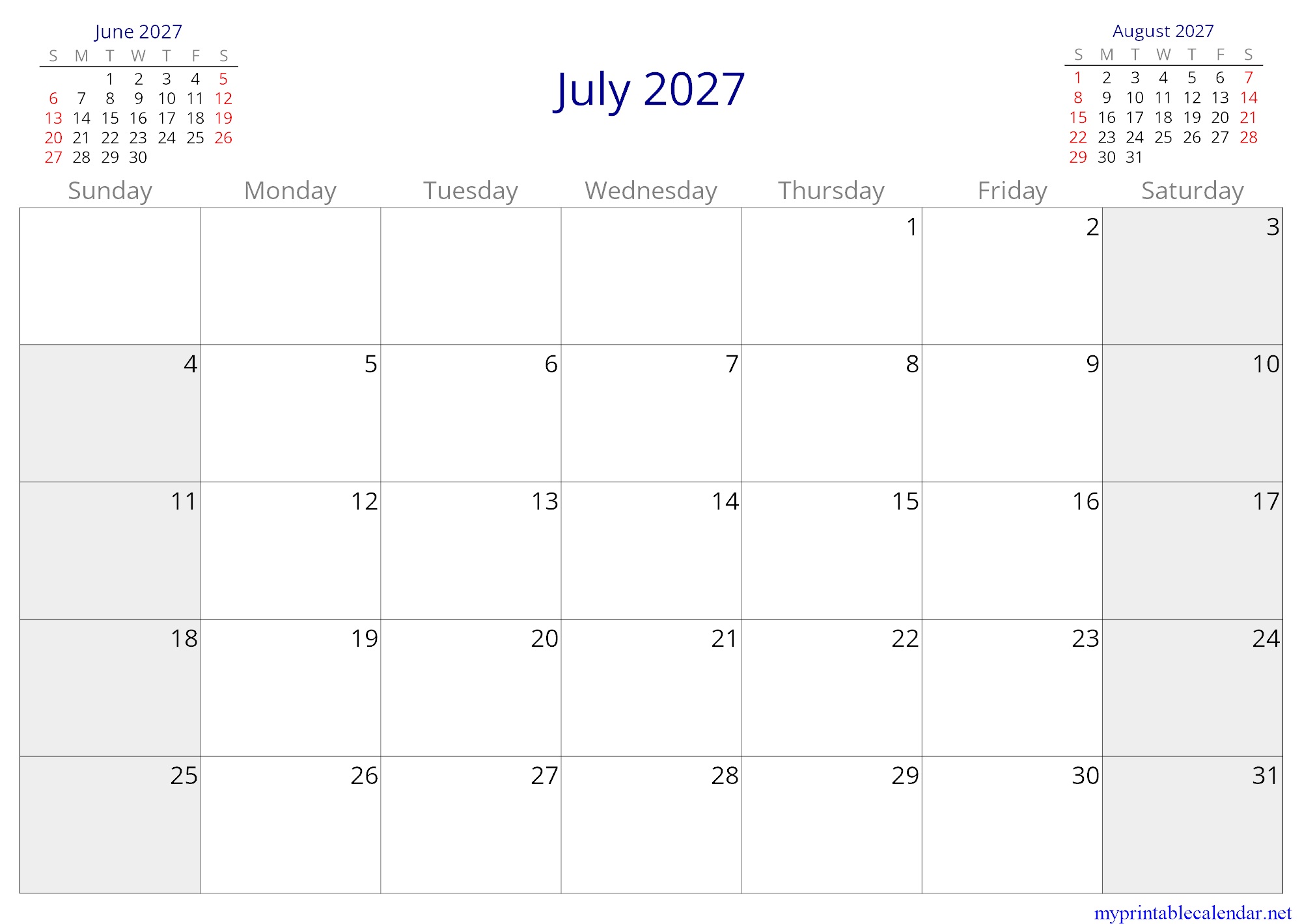 July 2027 monthly calendar, Myanmar, English jpg