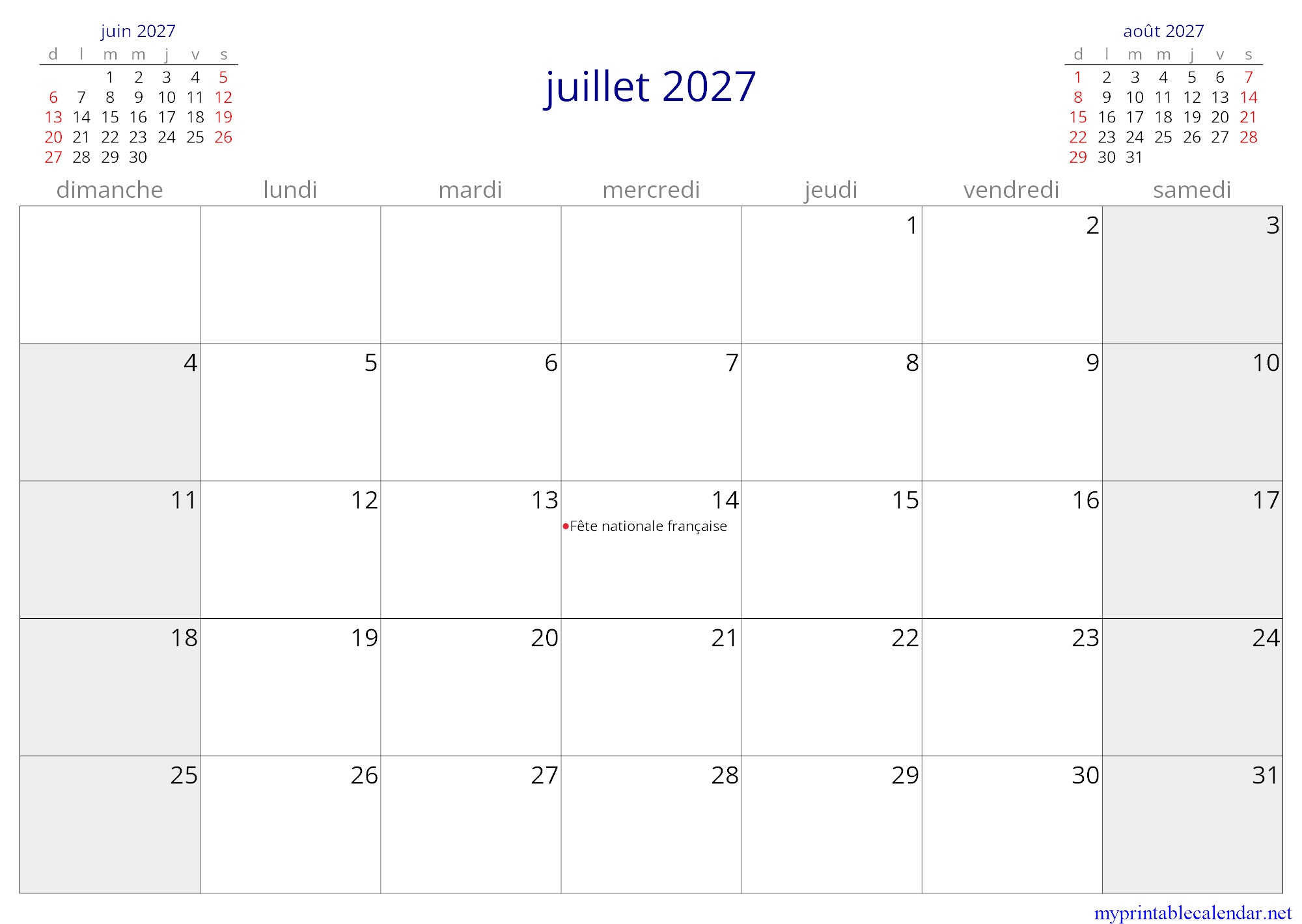 juillet 2027 monthly calendar, New Caledonia, French jpg