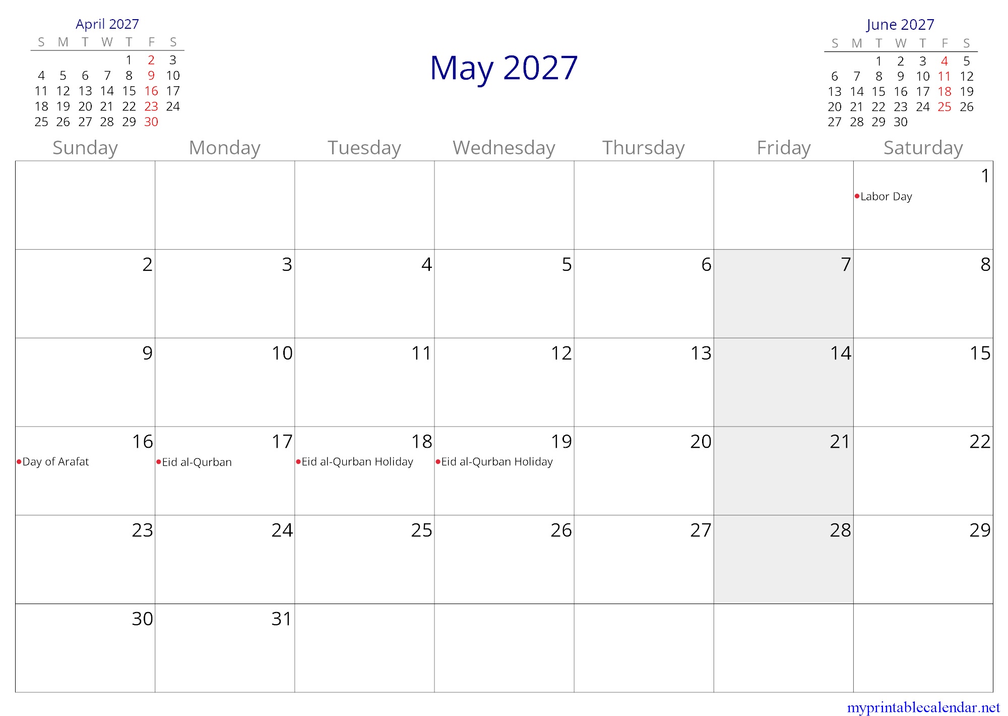 May 2027 monthly calendar, Afghanistan, English jpg