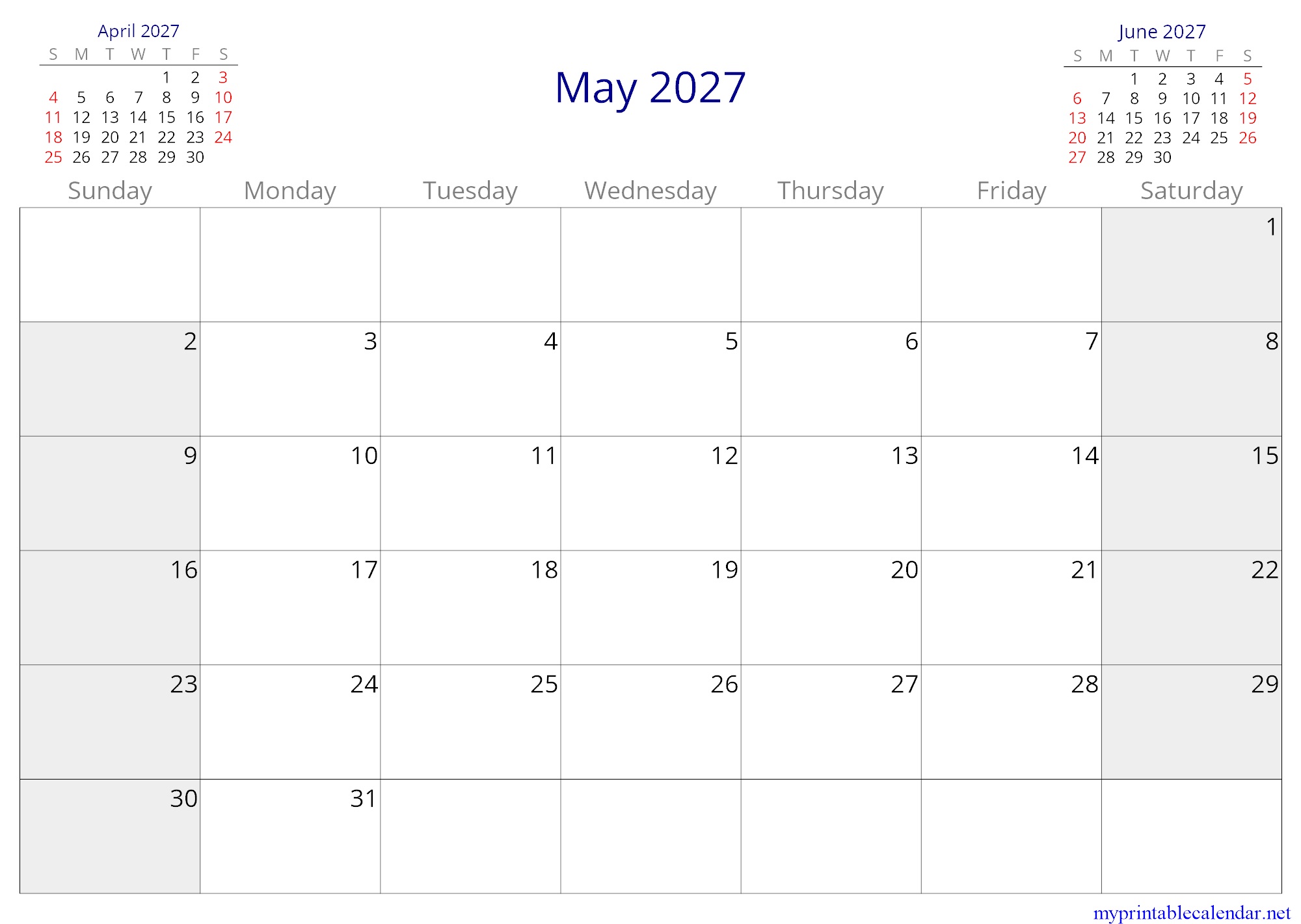 May 2027 monthly calendar, Azerbaijan, in English jpg