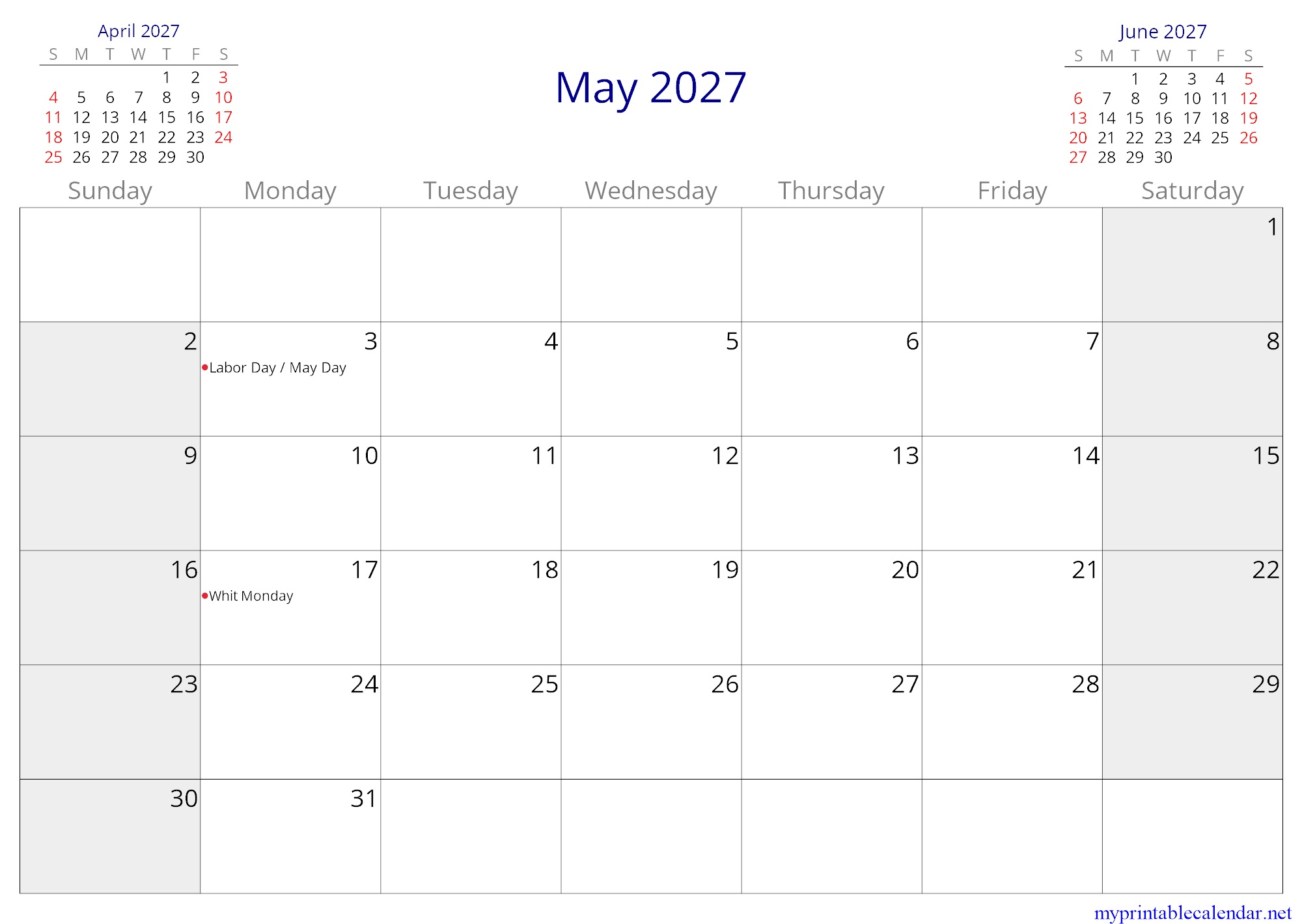 May 2027 monthly calendar, Dominica, English jpg