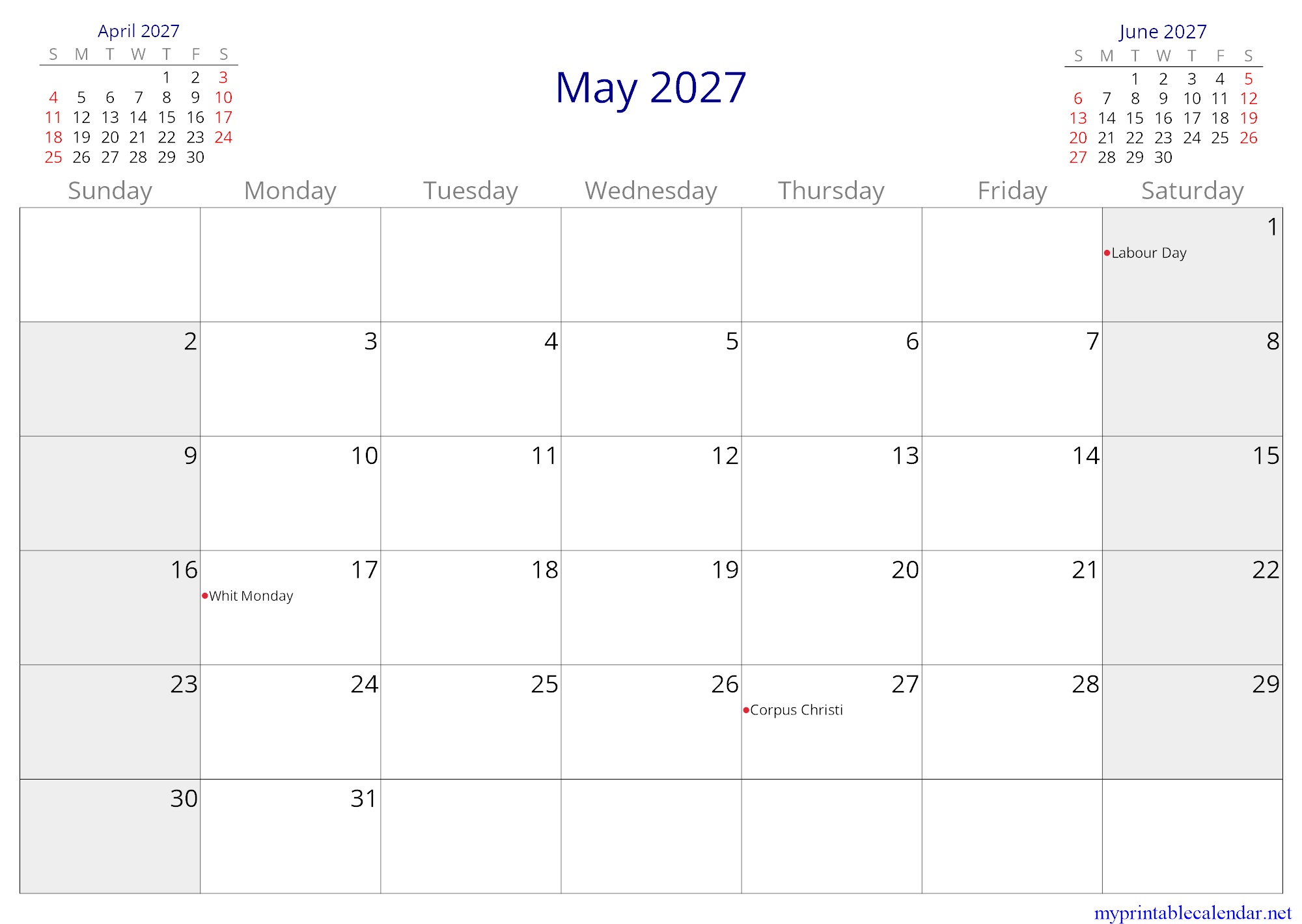 May 2027 monthly calendar, Grenada, English jpg