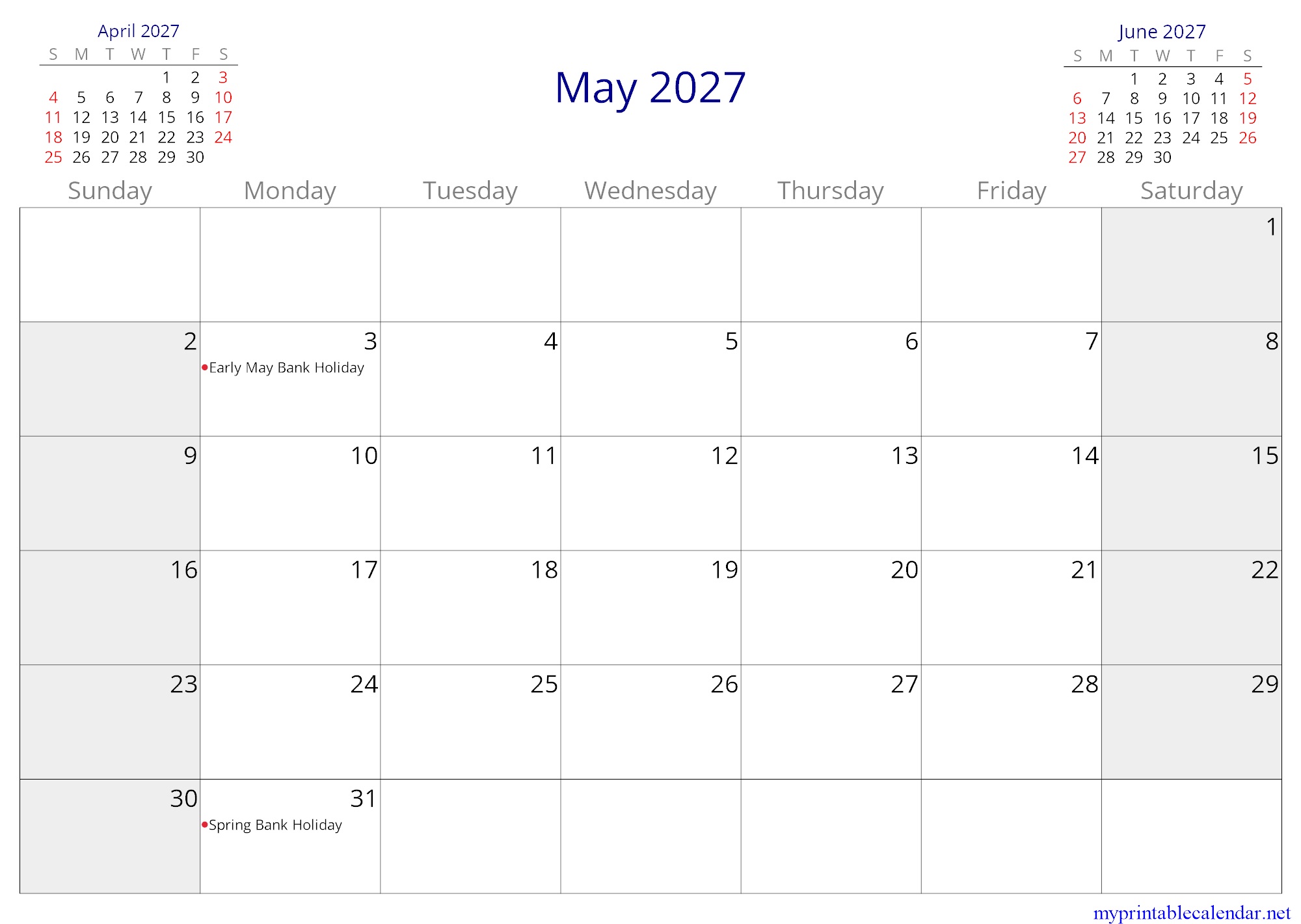 May 2027 monthly calendar, Jersey, English jpg