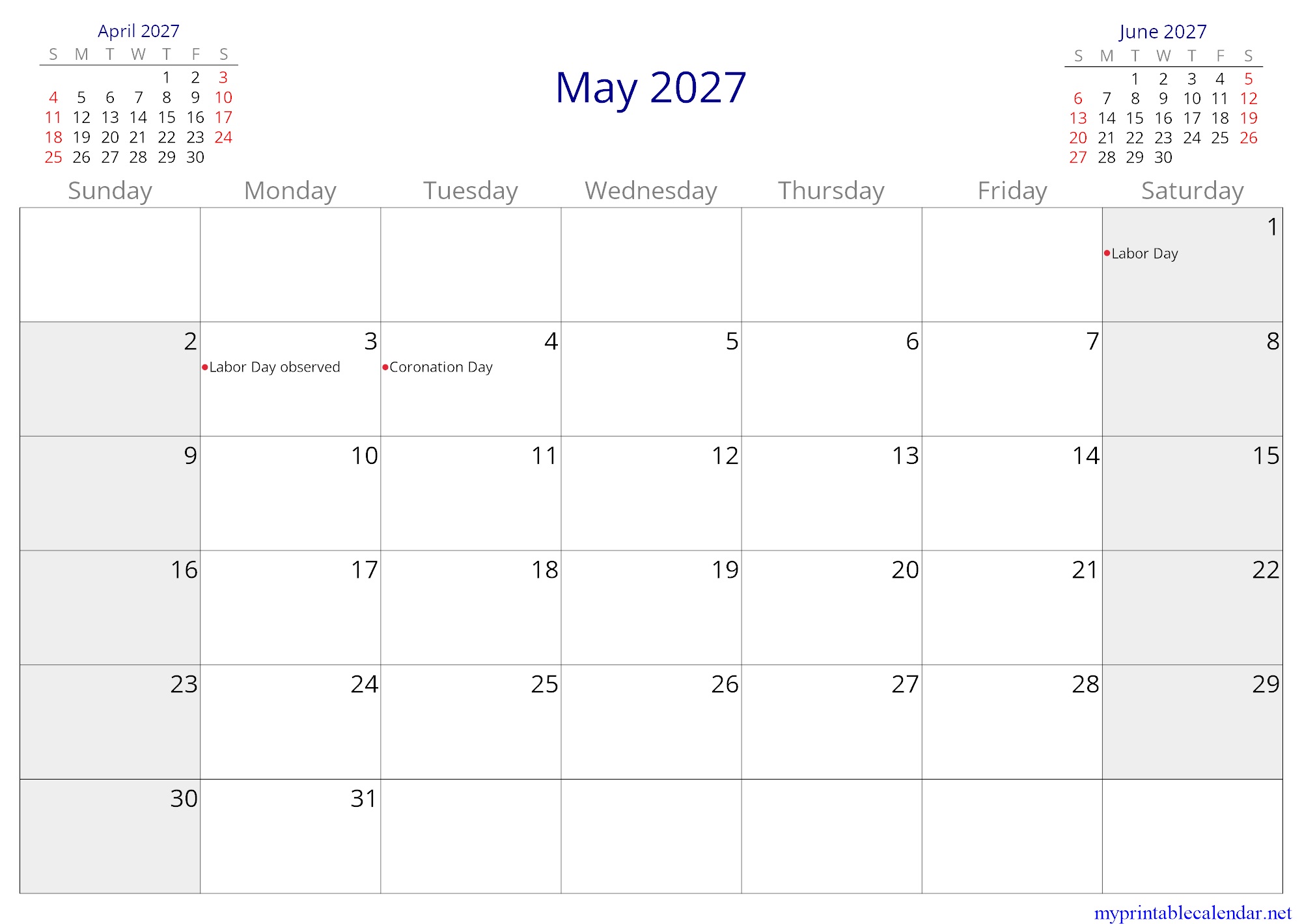 May 2027 monthly calendar, Thailand, in English jpg