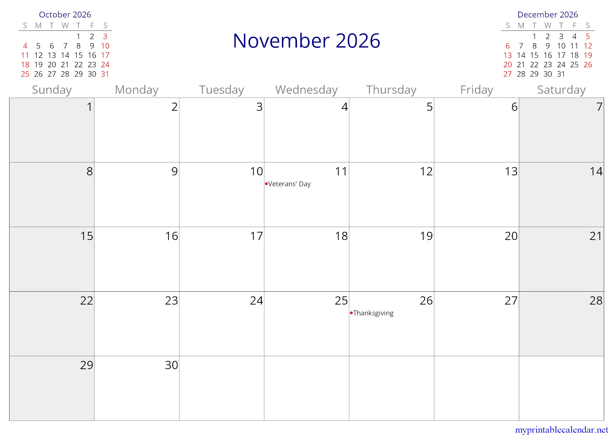 November 2026 monthly calendar, American Samoa, English (US, CA) jpg